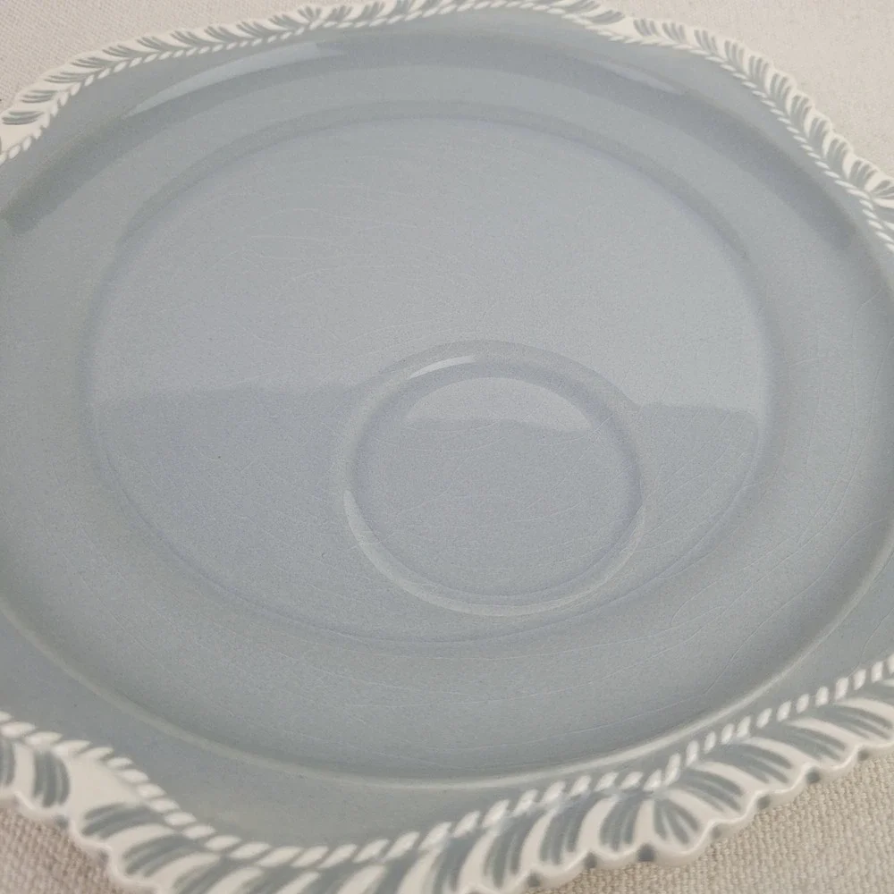 Vintage Harker‎ Pottery Gray Snack Set Cup and Square Plate